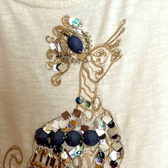 🆕 Chico’s Peacock Bling smooth scoop top, 3/4 sleeve in ecru - Picture 4 of 9